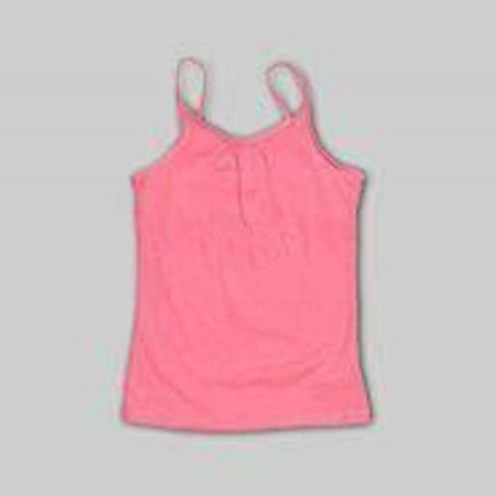 Hanes Camisole Shirt 6/6X Girls Pink Scoop Neck Shelf Bra Tagless Knit Cami
